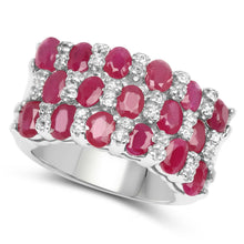 Load image into Gallery viewer, 3.69 Carat Genuine Ruby and White Topaz .925 Sterling Silver Ring
