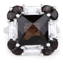 Load image into Gallery viewer, 7.43 Carat Genuine Smoky Quartz &amp; White Topaz .925 Sterling Silver Ring
