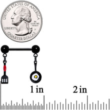 Load image into Gallery viewer, 14G 9/16 Black Spatula Pan Kitchen Cooking Dangle Nipple Ring Set

