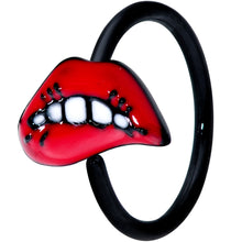 将图片加载到图库查看器，18G 3/8 Black Red Sneering Bite Lips Nose Hoop

