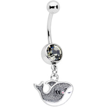 将图片加载到图库查看器，Clear Gem Sweet Smiling Whale Dangle Belly Ring
