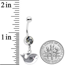 将图片加载到图库查看器，Clear Gem Sweet Smiling Whale Dangle Belly Ring
