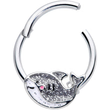 Load image into Gallery viewer, 16G 3/8 Sweet Smiling Whale Hinged Segment Ring
