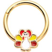 将图片加载到图库查看器，16G 3/8 Gold Tone Turkey Time Thanksgiving Hinged Segment Ring
