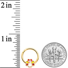 将图片加载到图库查看器，16G 3/8 Gold Tone Turkey Time Thanksgiving Hinged Segment Ring
