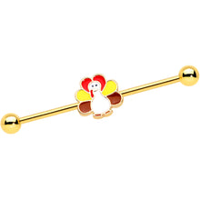 Load image into Gallery viewer, 14G Gold Tone Turkey Time Holiday Industrial Barbell 38mm
