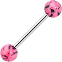 Load image into Gallery viewer, Clear Gem Rose Gold Tone Heart Pink Grey Barbell Tongue Ring Set of 4
