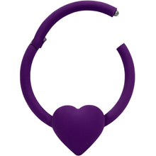 Load image into Gallery viewer, 18G 3/8 Purple Matte Little Heart Hinged Segment Ring
