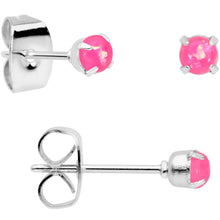 Load image into Gallery viewer, 20G Pink Faux Opal 3mm to 5mm Post Stud Earrings Set of 3
