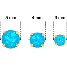 Load image into Gallery viewer, 20G Blue Faux Opal Gold Tone 3mm to 5mm Stud Earrings Set of 3
