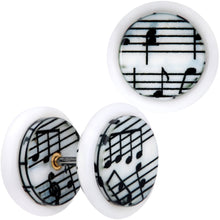将图片加载到图库查看器，White Music Note Cheater Plug Set
