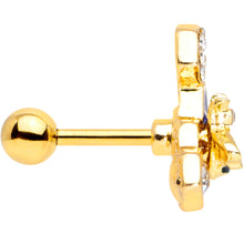 Load image into Gallery viewer, 16G 1/4 Clear CZ Gem Gold Hue Lovely Bee Cartilage Tragus Earring
