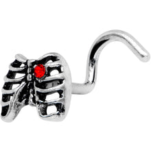 Load image into Gallery viewer, 18G 5/16 Red CZ Gem Heart Skeleton Ribs Halloween Nose Screw
