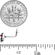 Load image into Gallery viewer, 18G 5/16 Red CZ Gem Heart Skeleton Ribs Halloween Nose Screw

