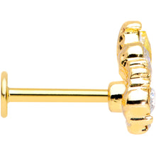 Load image into Gallery viewer, 16G 5/16 Clear CZ Gem Gold Tone Lavish Crown Labret Monroe Tragus
