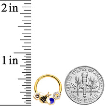 Load image into Gallery viewer, 16G 3/8 Clear CZ Gem Gold Tone Lovely Bee Hinged Segment Ring
