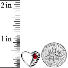 Load image into Gallery viewer, 16G 1/4 Red CZ Gem Heart Ribs Halloween Left Side Closure Ring
