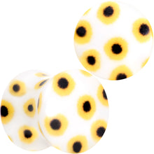 Load image into Gallery viewer, White Acrylic Scores of Sunflowers Double Flare Plug Set
