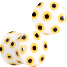 Load image into Gallery viewer, White Acrylic Scores of Sunflowers Double Flare Plug Set
