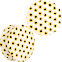 Load image into Gallery viewer, White Acrylic Scores of Sunflowers Double Flare Plug Set
