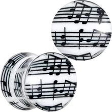 将图片加载到图库查看器，Black White Acrylic Music Notes Double Flare Plug Set
