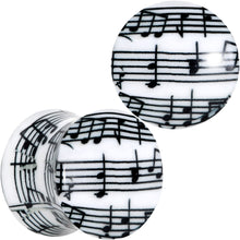 将图片加载到图库查看器，Black White Acrylic Music Notes Double Flare Plug Set
