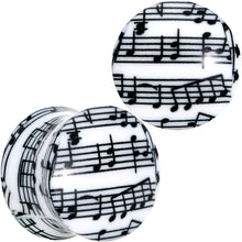 将图片加载到图库查看器，Black White Acrylic Music Notes Double Flare Plug Set

