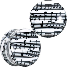 将图片加载到图库查看器，Black White Acrylic Music Notes Double Flare Plug Set
