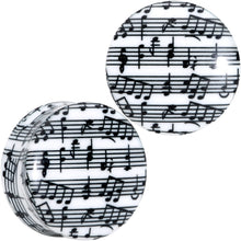 将图片加载到图库查看器，Black White Acrylic Music Notes Double Flare Plug Set
