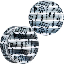 将图片加载到图库查看器，Black White Acrylic Music Notes Double Flare Plug Set
