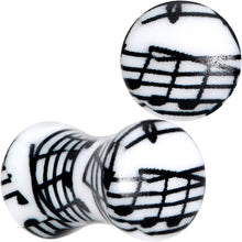 将图片加载到图库查看器，Black White Acrylic Music Notes Double Flare Plug Set
