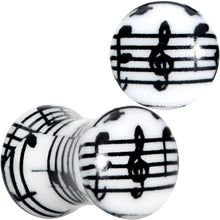 将图片加载到图库查看器，Black White Acrylic Music Notes Double Flare Plug Set
