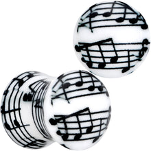 将图片加载到图库查看器，Black White Acrylic Music Notes Double Flare Plug Set
