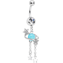 Load image into Gallery viewer, Clear Blue Gem Saturn Stars Dangle Belly Ring
