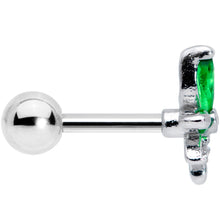 Load image into Gallery viewer, 16G 1/4 Clear Green Gem Pot Leaf Cartilage Tragus Earring
