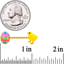 Load image into Gallery viewer, 14G 9/16 Gold Tone Easter Chick Egg Barbell Nipple Ring Set
