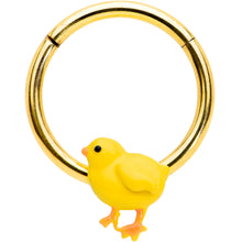 将图片加载到图库查看器，16G 3/8 Gold Tone Yellow Easter Chick Hinged Segment Ring
