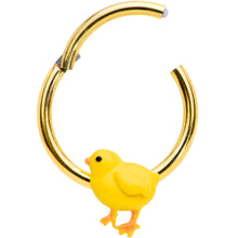 将图片加载到图库查看器，16G 3/8 Gold Tone Yellow Easter Chick Hinged Segment Ring
