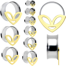 将图片加载到图库查看器，Two Tone Alien Face Double Flare Tunnel Plug Set
