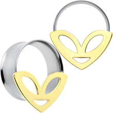 将图片加载到图库查看器，Two Tone Alien Face Double Flare Tunnel Plug Set
