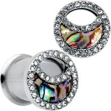 将图片加载到图库查看器，Clear Gem Iridescent Crescent Moon Tunnel Plug Set
