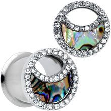 将图片加载到图库查看器，Clear Gem Iridescent Crescent Moon Tunnel Plug Set
