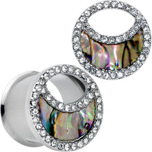 将图片加载到图库查看器，Clear Gem Iridescent Crescent Moon Tunnel Plug Set
