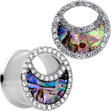 将图片加载到图库查看器，Clear Gem Iridescent Crescent Moon Tunnel Plug Set

