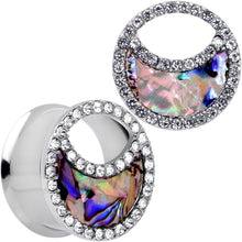 将图片加载到图库查看器，Clear Gem Iridescent Crescent Moon Tunnel Plug Set
