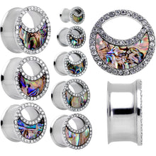 将图片加载到图库查看器，Clear Gem Iridescent Crescent Moon Tunnel Plug Set
