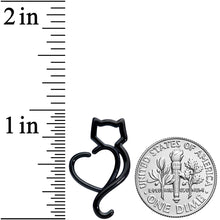 Load image into Gallery viewer, 16G 5/16 Black Cat Lover Heart Kitty Closure Ring
