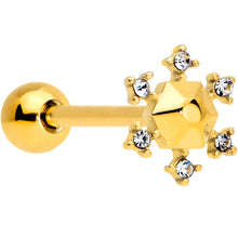 Load image into Gallery viewer, Clear CZ Gem Gold Tone Sweet Snowflake Christmas Barbell Tongue Ring
