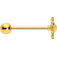 Load image into Gallery viewer, Clear CZ Gem Gold Tone Sweet Snowflake Christmas Barbell Tongue Ring
