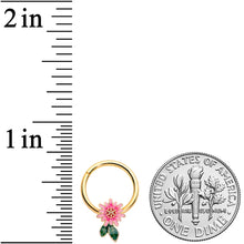 将图片加载到图库查看器，16G 3/8 Gold Tone Pink Spring Flower Hinged Segment Ring
